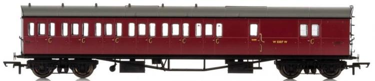 BR Collett 57' Bow Ended D98 6-Compartment Brake 3rd (Left Hand) #W4949W (Crimson) - Sold Out