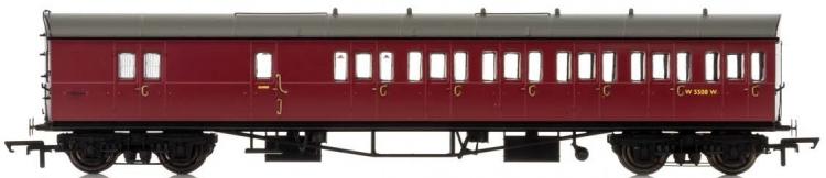 BR Collett 57' Bow Ended D98 6-Compartment Brake 3rd (Right Hand) #W5508W (Crimson) - Sold Out
