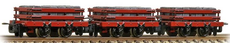 Bachmann - 4 Wheel Slate Wagon (Pack of 3) (Red) with slate load