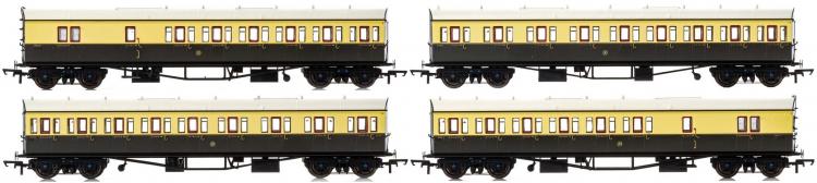 Hornby Coach Bundle - GWR Collett Bow Ended Suburban (Chocolate and Cream)