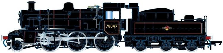 BR Standard 2MT 2-6-0 #78047 (Lined Black - Late Crest) - Pre Order