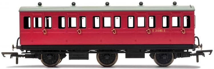 BR 6 Wheel Coach 3rd Class #E31085 (Crimson) - Out of Stock