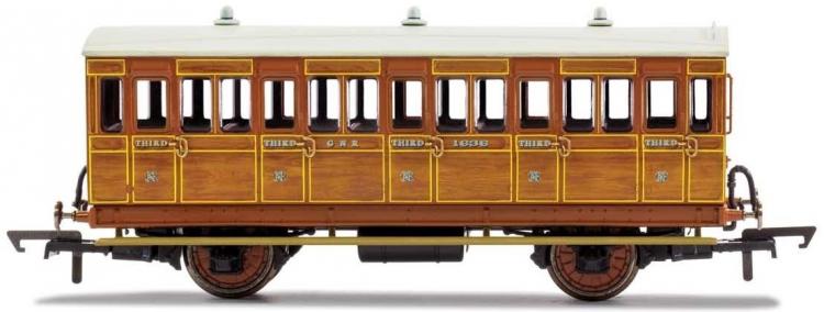 GNR 4 Wheel Coach 3rd Class #1636 (Teak) Fitted Lights - Sold Out