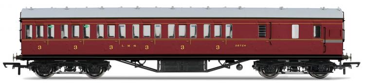 LMS Non-Corridor 57' 3rd Class Brake #20725 (Lined Maroon) - Sold Out