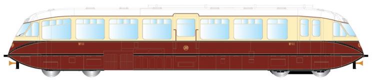 Streamlined Railcar #11 (Lined Chocolate & Cream - Monogram) - Sold Out at Dapol