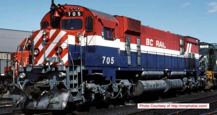 Bowser - MLW M630 - BC Rail #705 (RWB - Hockey Stick)