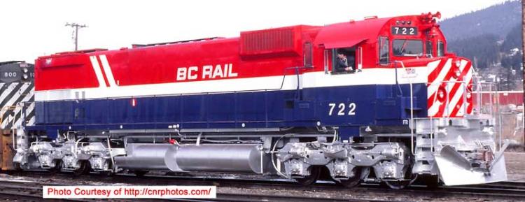 Bowser - MLW M630 - BC Rail #722 (RWB - Hockey Stick)
