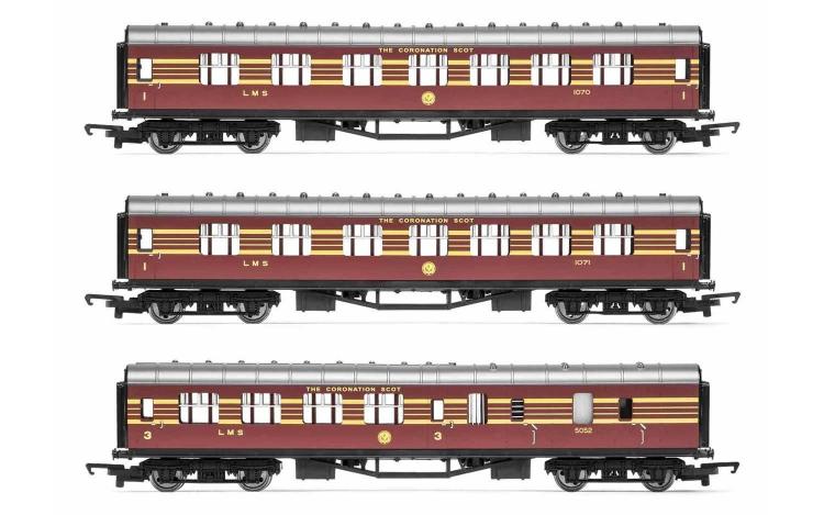 RailRoad - LMS 'Coronation Scot' 3-Pack (Crimson) - Out of Stock at Hornby