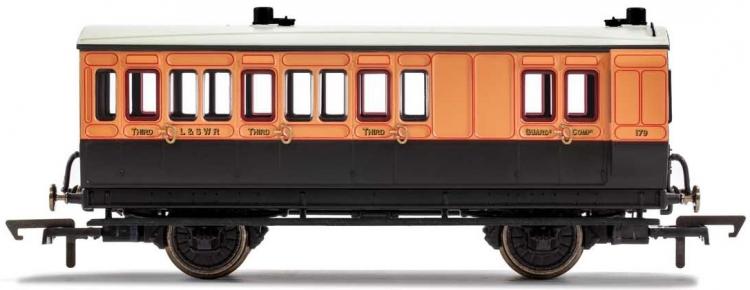 LSWR 4 Wheel Coach Brake 3rd Class #179 (Salmon & Brown) - Sold Out