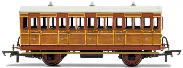 GNR 4 Wheel Coach 3rd Class #1505 (Teak) Fitted Lights - Sold Out