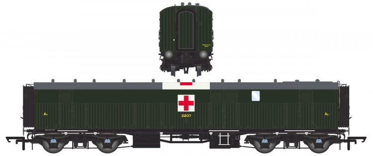 ex-GWR Siphon G ex-Dia.O33 Overseas Ambulance Train #32 Ward Car (Olive Green - Red Cross) - Pre Order
