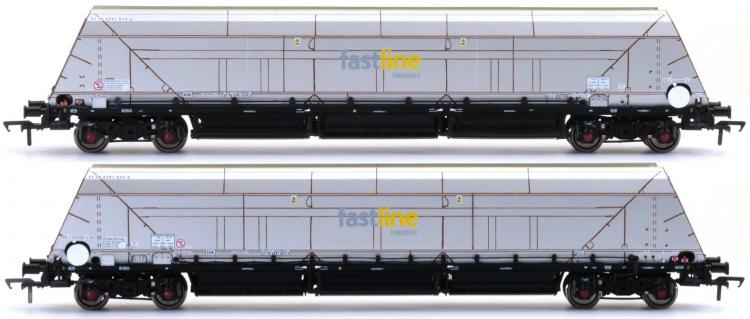 HYA Bogie Hopper Wagon - Fastline Freight / GE - Twin Pack 2 - In Stock