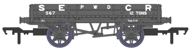SECR Dia.1744 2 Plank Ballast Wagon #567 (Grey) - In Stock