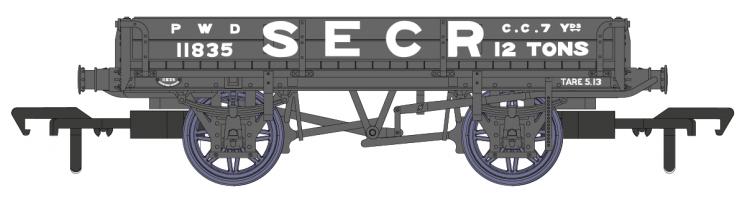 SECR Dia.1744 2 Plank Ballast Wagon #11835 (Grey) - In Stock