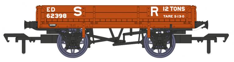 SR (ex-SECR) Dia.1744 2 Plank Ballast Wagon #62398 (Engineers Red - Large SR) - In Stock