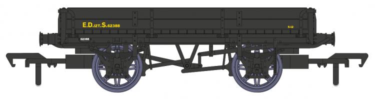 BR (ex-SECR) Dia.1744 2 Plank Ballast Wagon #S62388 (Departmental Black) - In Stock