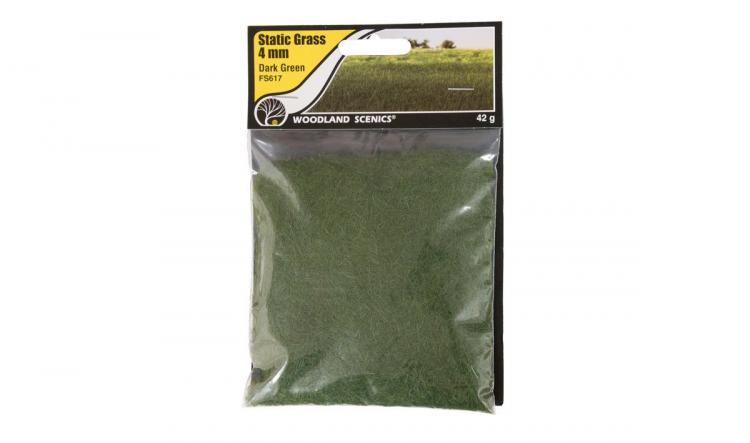 Woodland Scenics - Static Grass Dark Green 4mm (bag 42 gram) - In Stock