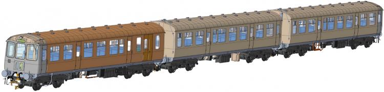 Class 104 3-Car DMU Set #BX487 - M53424, M59207 & M53434 (BR Blue & Grey) - Pre Order