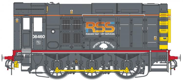 Class 08 #08460 'Spirit of the Oak' (Railway Support Services - RSS Black) DCC Sound - Pre Order
