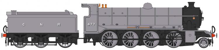 GNR O2/1 Tango 2-8-0 #477 (Lined Grey) GN High Cab & GN Tender - Pre Order