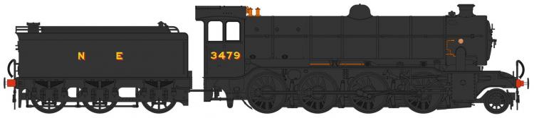 LNER O2/4 Tango 2-8-0 #3479 (Black - Wartime) LNER Cab & GN Tender - Pre Order