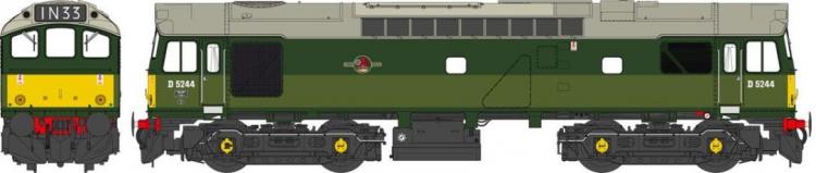 Class 25/3 #D5244 (BR Two Tone Green - Late Crest - Small Yellow Panels) Weathered - Pre Order