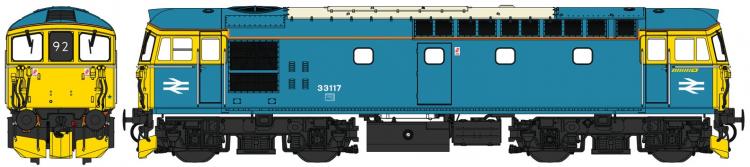 Class 33/1 Push-Pull Crompton #33117 (BR Blue - DCE Stripes) Weathered - Pre Order