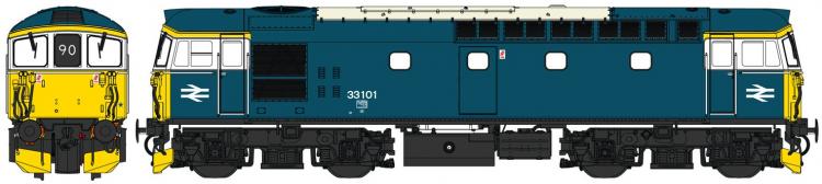 Class 33/1 Push-Pull Crompton #33101 (BR Blue - White Cab Windows) - Pre Order