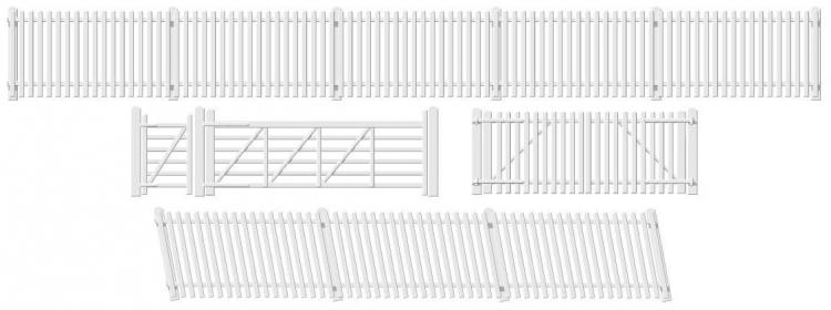 Ratio - Lineside Kit - GWR Station Fencing Ramps & Gates (White) - In Stock
