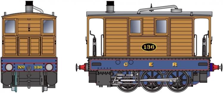 GER J70 Tram 0-6-0T #136 (Blue & Brown) with No Skirts - Pre Order