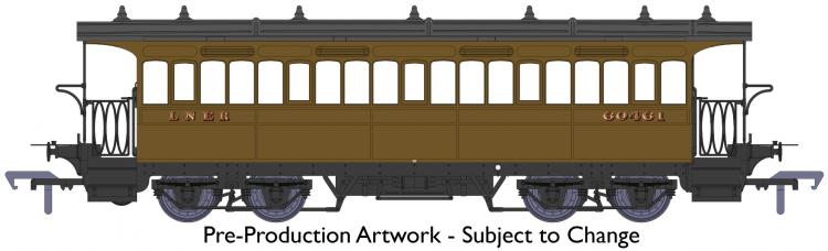 LNER (ex-GER) W&U 3rd Class Bogie Tramcar #60461 (Brown) - Pre Order