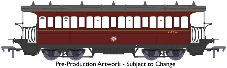 BR (ex-GER) W&U 3rd Class Bogie Tramcar #E60462 (Lined Maroon) Fictional - Pre Order