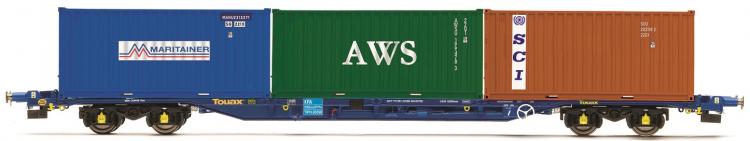 KFA Container Wagon #93426 (Touax) - 3x 20' Containers (SCI/Maritainer/AWS) - Sold Out