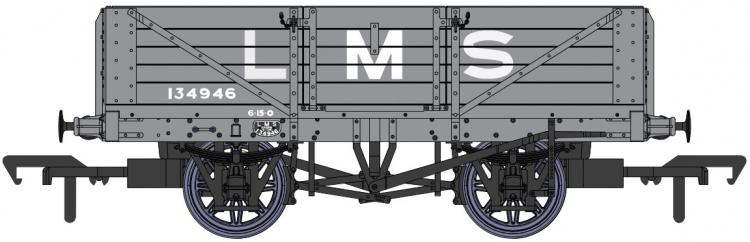 LMS Dia.1666 5 Plank Open Wagon #134946 (Grey) - Pre Order