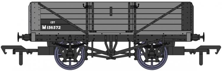 BR (ex-LMS) Dia.1666 5 Plank Open Wagon #M156572 (Grey) - Pre Order