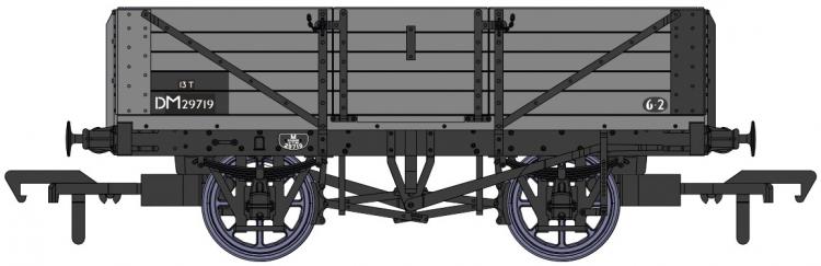 BR (ex-LMS) Dia.1666 5 Plank Open Wagon #DM29719 (Grey) - Pre Order