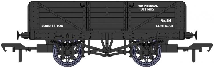 ex-LMS Dia.1666 5 Plank Open Wagon #No.84 'For Internal Use Only' (Dark Grey) - Pre Order