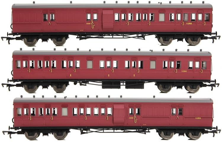 EFE Rail - BR (ex-LSWR) 56' Cross Country 3-Car Coach Pack #Set 130 (Crimson) - In Stock