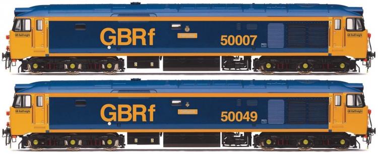 Class 50 #50007/50014 'Hercules/Warspite' and #50049 'Defiance' (GBRf - Blue/Yellow) (1 Box Mislabeled) - In Stock