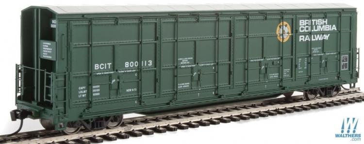 Walthers - Proto - 59' Thrall All Door Boxcar - BC Rail #800113 (Green - Dogwood Crest) - In Stock