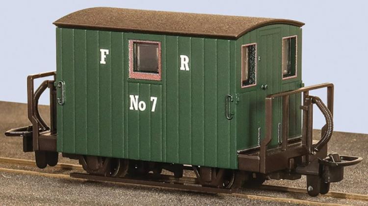 Peco - Ffestiniog Railway 4-Wheel Quarryman's Brake Van - Two Balcony #2 (Green) - In Stock