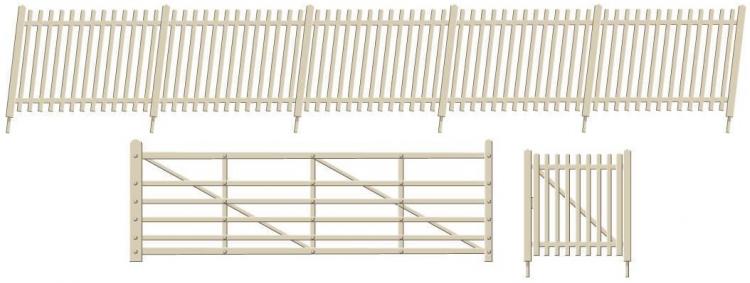 Ratio - Lineside Kit - SR Concrete Pale Fencing - Ramps & Gates - In Stock