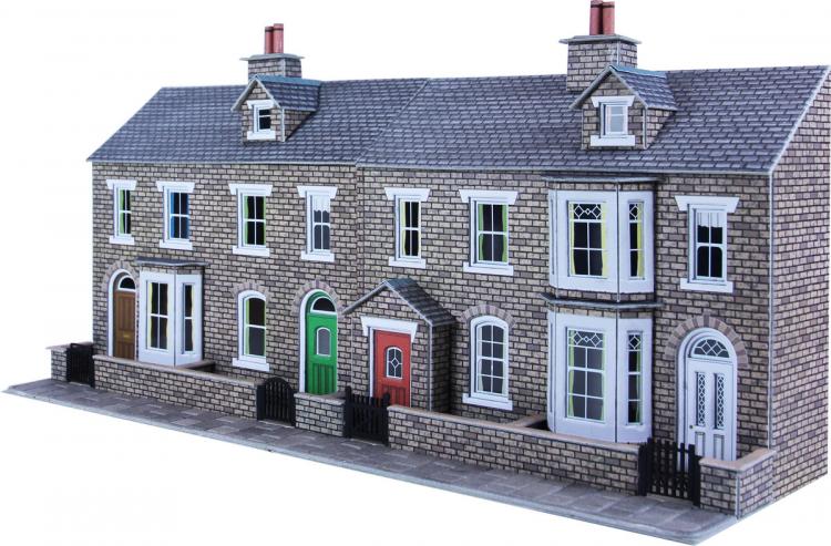 Low Relief Terraced House Fronts - Stone - In Stock