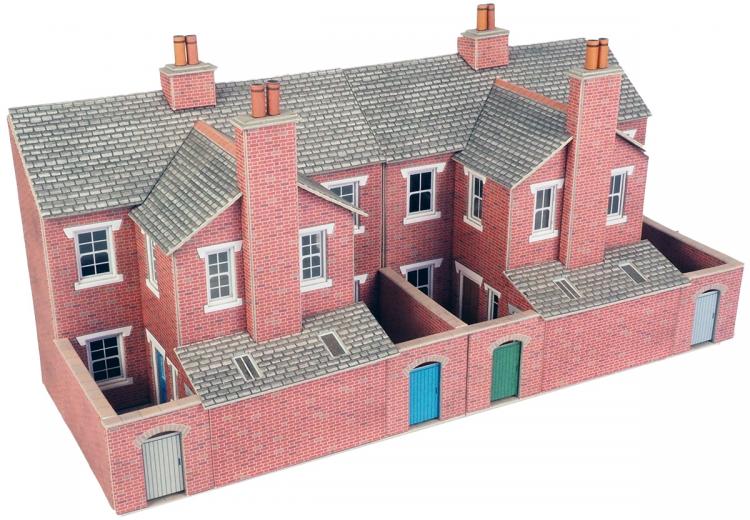 Low Relief Terraced House Backs - Red Brick - In Stock