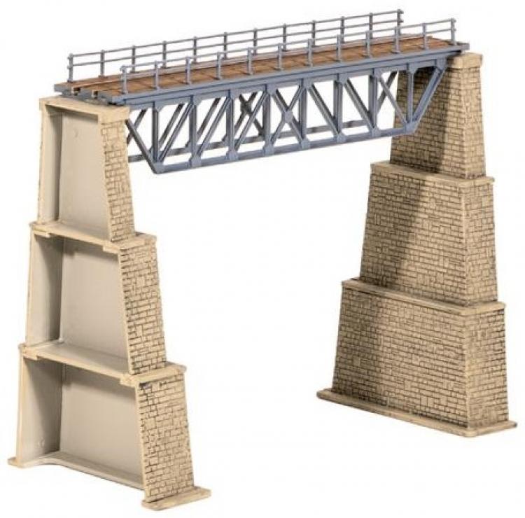 Ratio - Lineside Kit - Steel Truss Bridge with Stone Piers